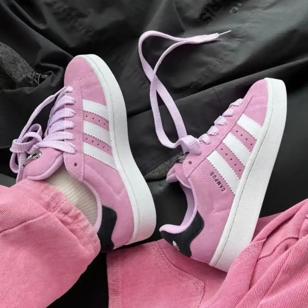 On-feet view of the Adidas Campus 00s Classic Suede paired with baggy denim for a Y2K skate aesthetic.