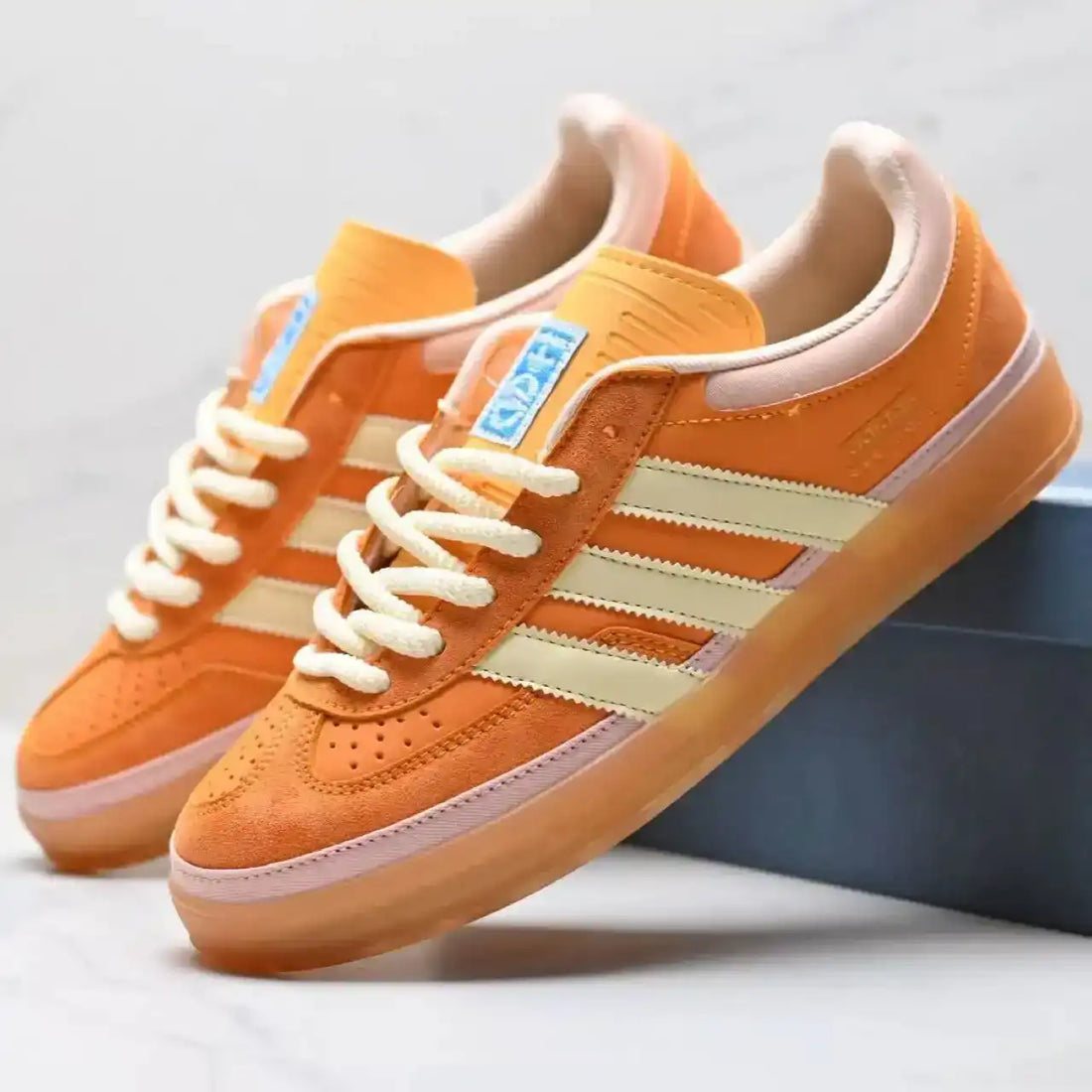 On-feet look at Bad Bunny Gazelle Santurce showing asymmetrical toe box