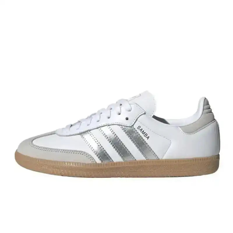 Adidas Samba OG White Silver Metallic Grey side profile sneaker