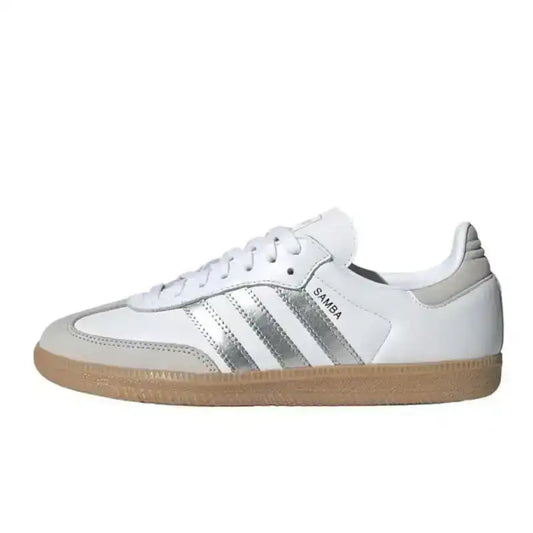 Adidas Samba OG White Silver Metallic Grey side profile sneaker