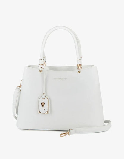 Leandre White Handbag. White structured shape.