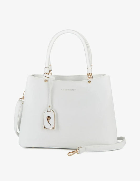 Leandre White Handbag. White structured shape.