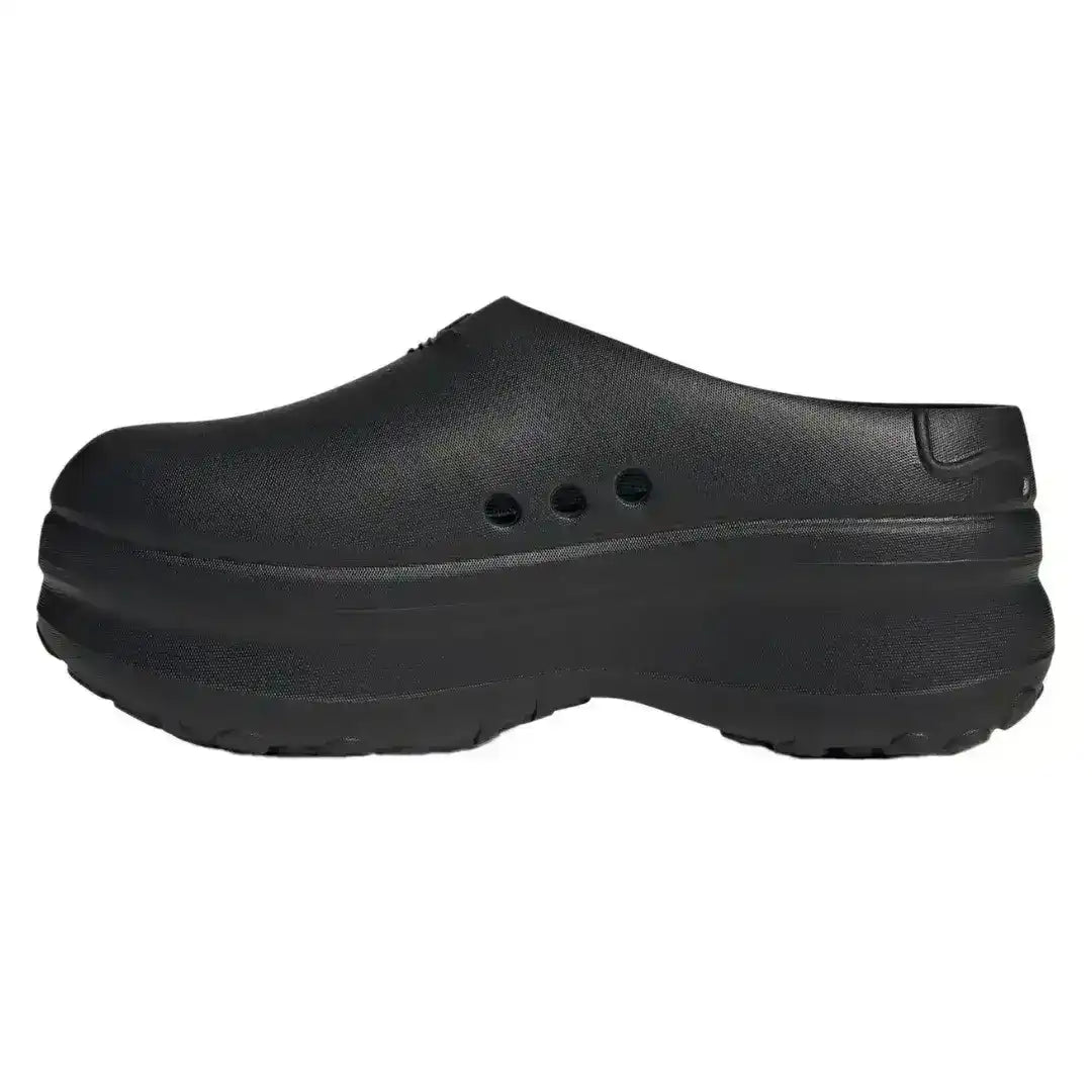 Molded closed-toe clogs with thick rounded soles.