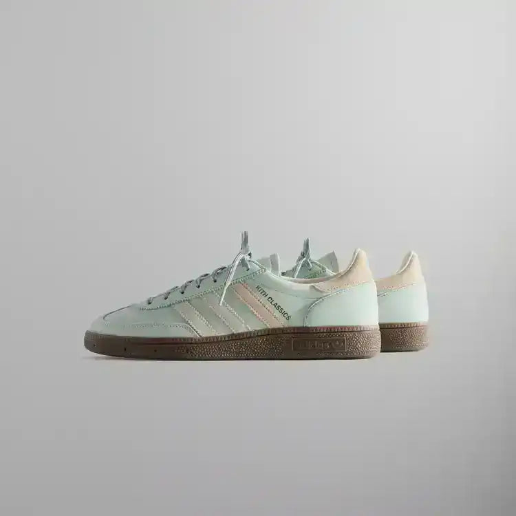 Adidas Handball Spezial Amazon Green Sneakers. Muted green and cream colors.