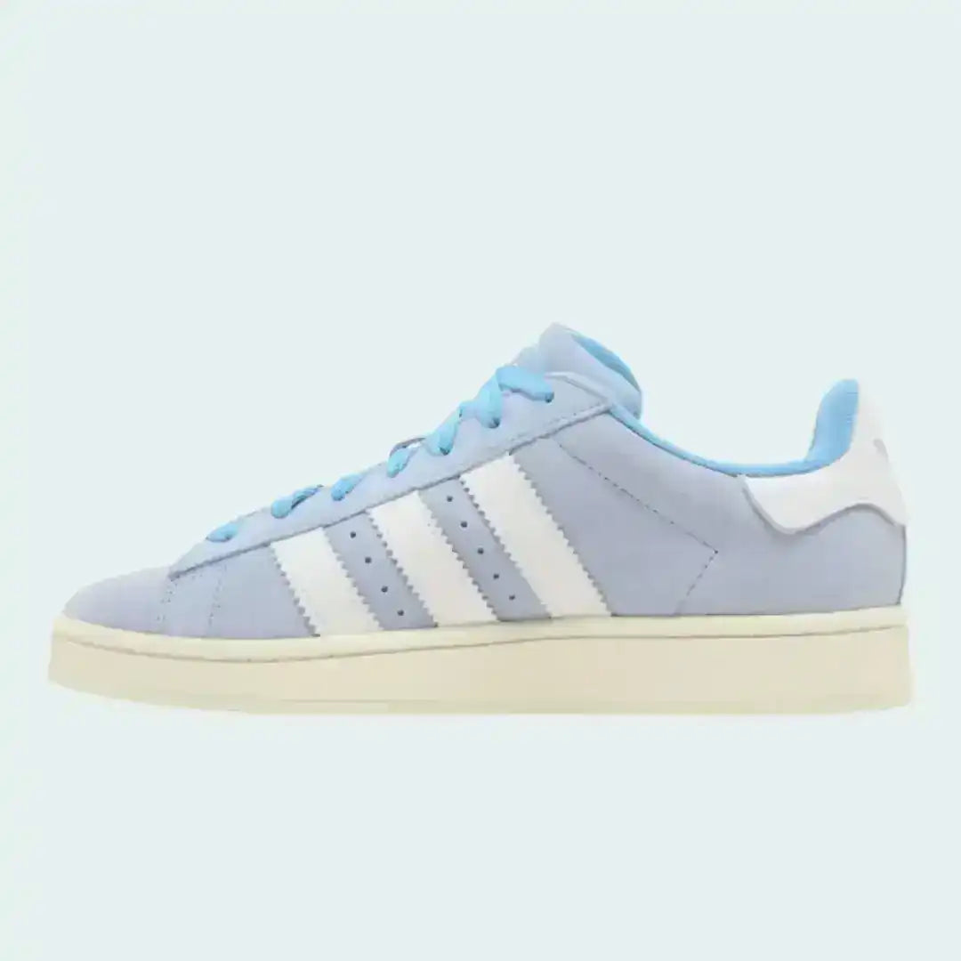On-feet view of the Adidas Campus 00s Classic Suede paired with baggy denim for a Y2K skate aesthetic