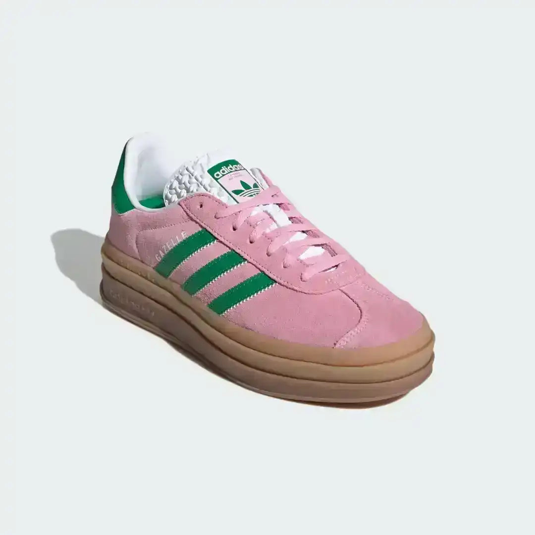 Adidas Gazelle Bold women’s shoe designed with a layered platform midsole, combining retro Adidas heritage with a modern fashion-forward look.
