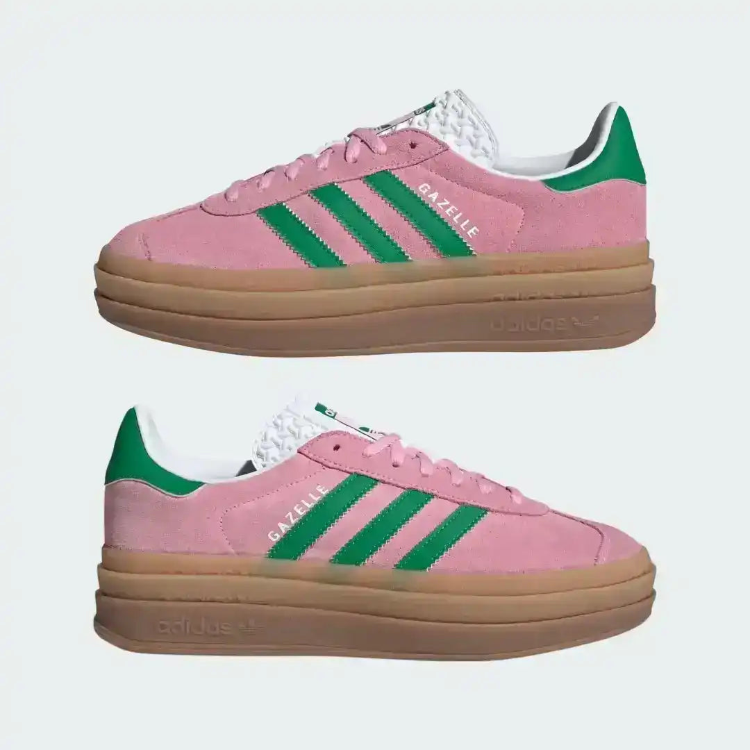 Adidas Gazelle Bold women’s footwear featuring a thick platform sole that adds height while maintaining balance and casual wearability.
