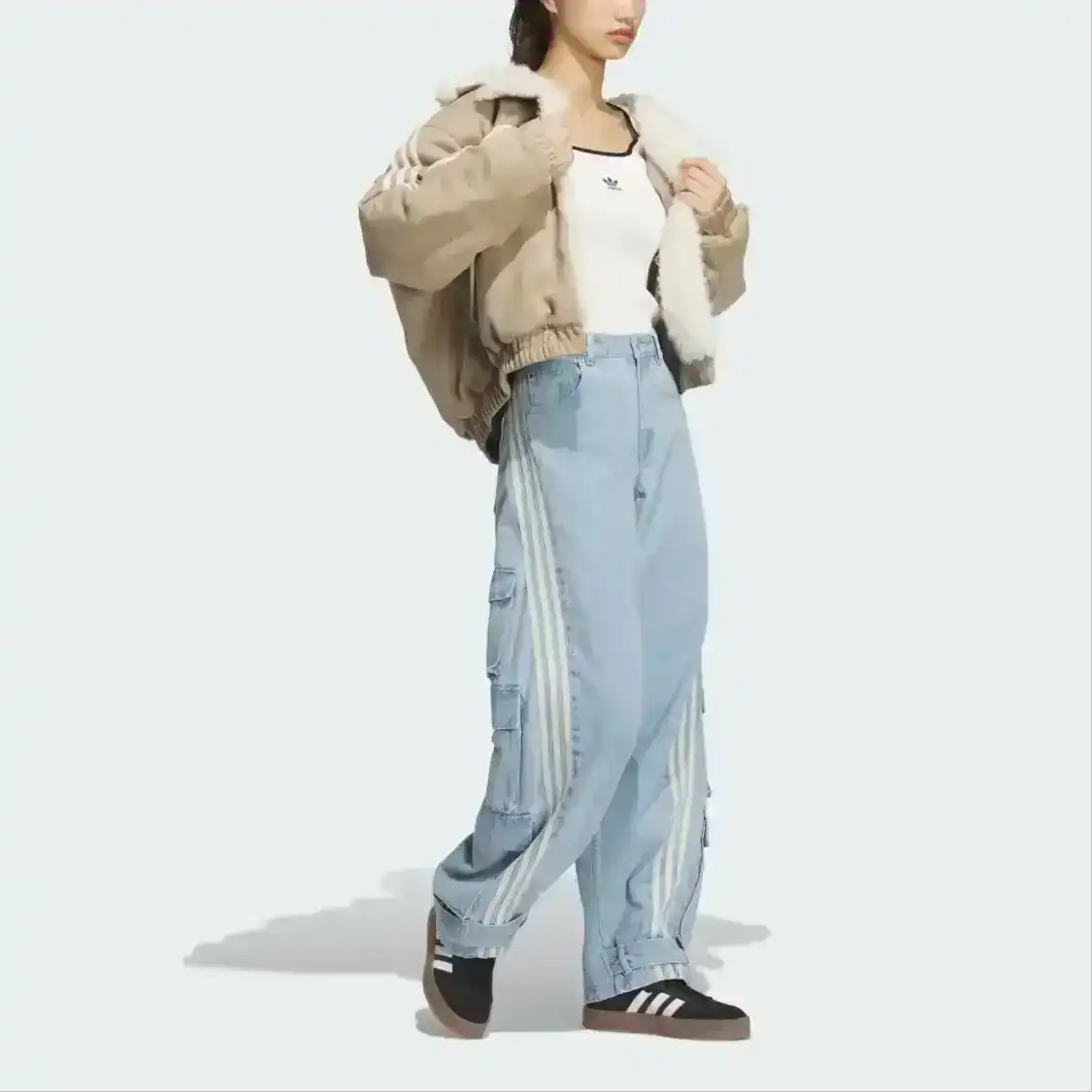 Adidas Originals faux suede jacket with soft sherpa collar and lining
