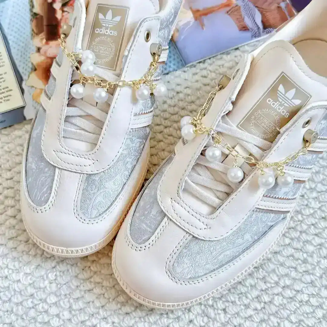 adidas samba og clover desert pearls special edition cream jacquard profile view