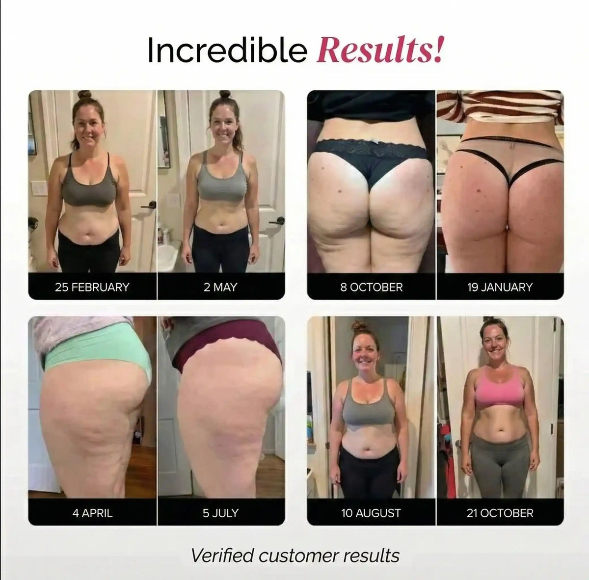 Before-and-after promotional body comparison graphic.
