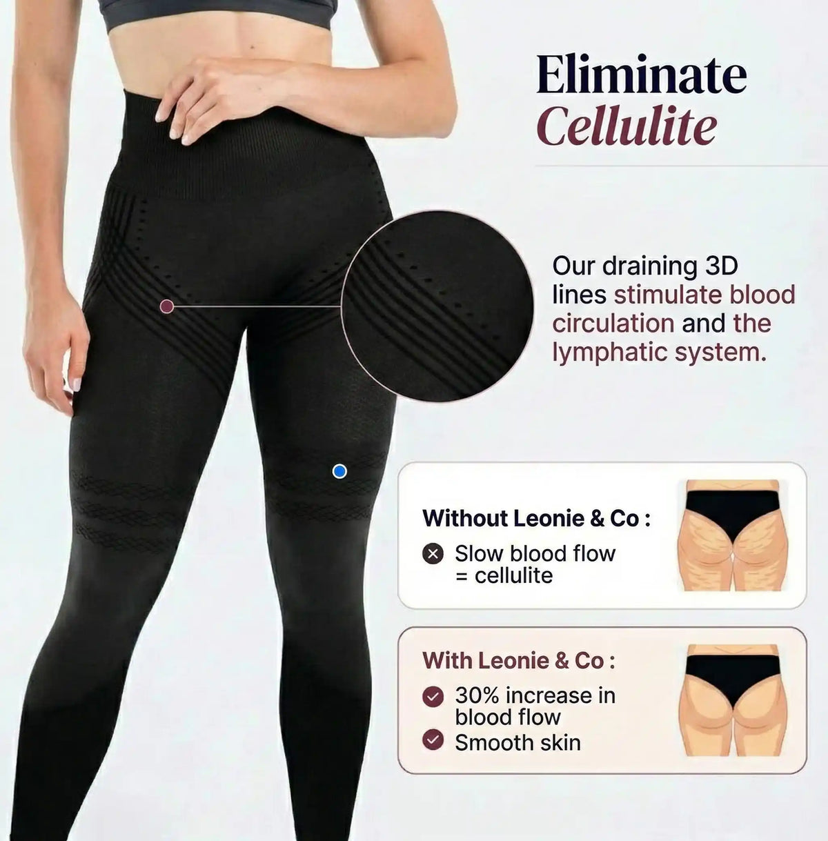3D Textured Full-Length Leggings. Black colorway.