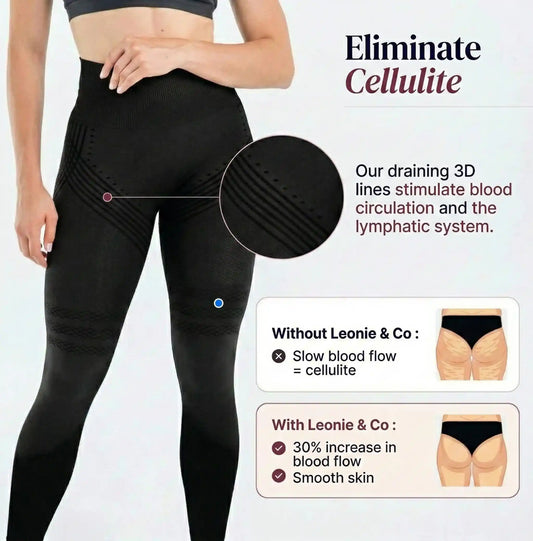 3D Textured Full-Length Leggings. Black colorway.