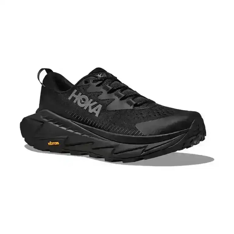 Hoka Skyline-Float X Triple Black shown in a lifestyle setting, highlighting the versatile gorpcore aesthetic