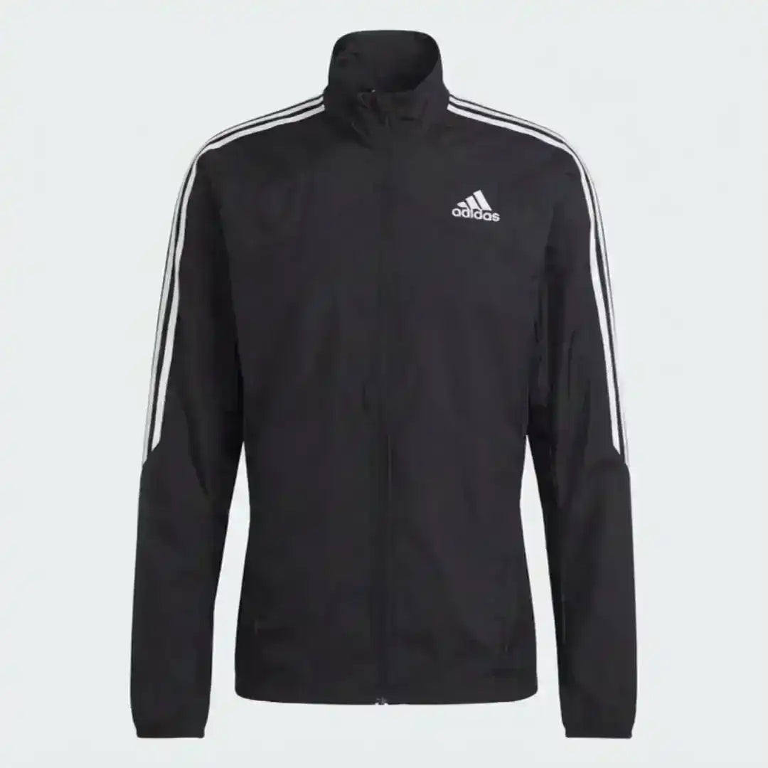 Adidas track jacket black version with full zip and athletic style
