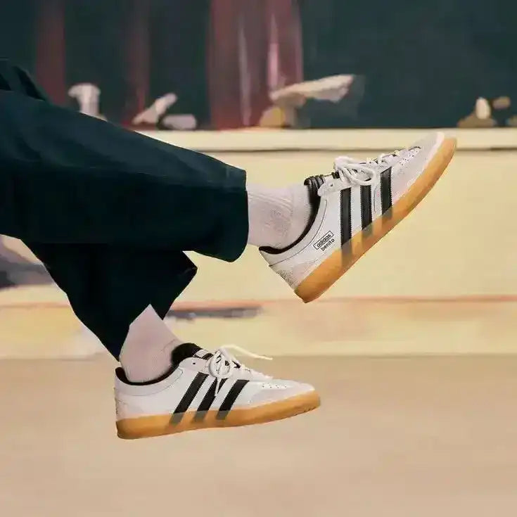 Bad Bunny x Adidas Gazelle Indoor Benito black and white sneaker side profile