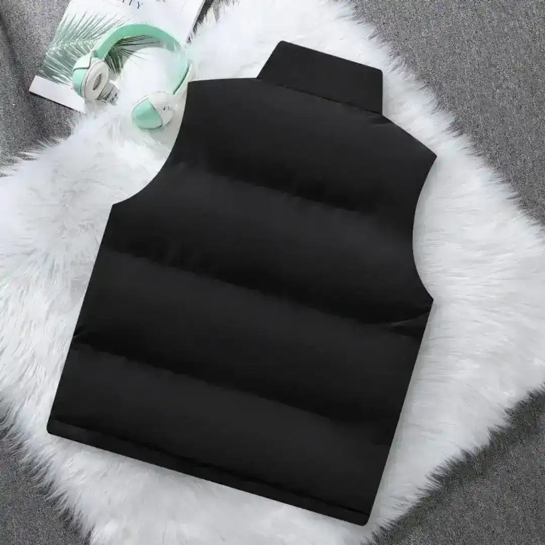Men's black minimalist puffer vest sleeveless winter jacket
