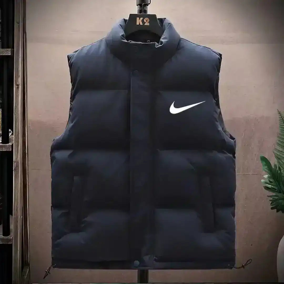 Black men's puffer vest sleeveless winter jacket

